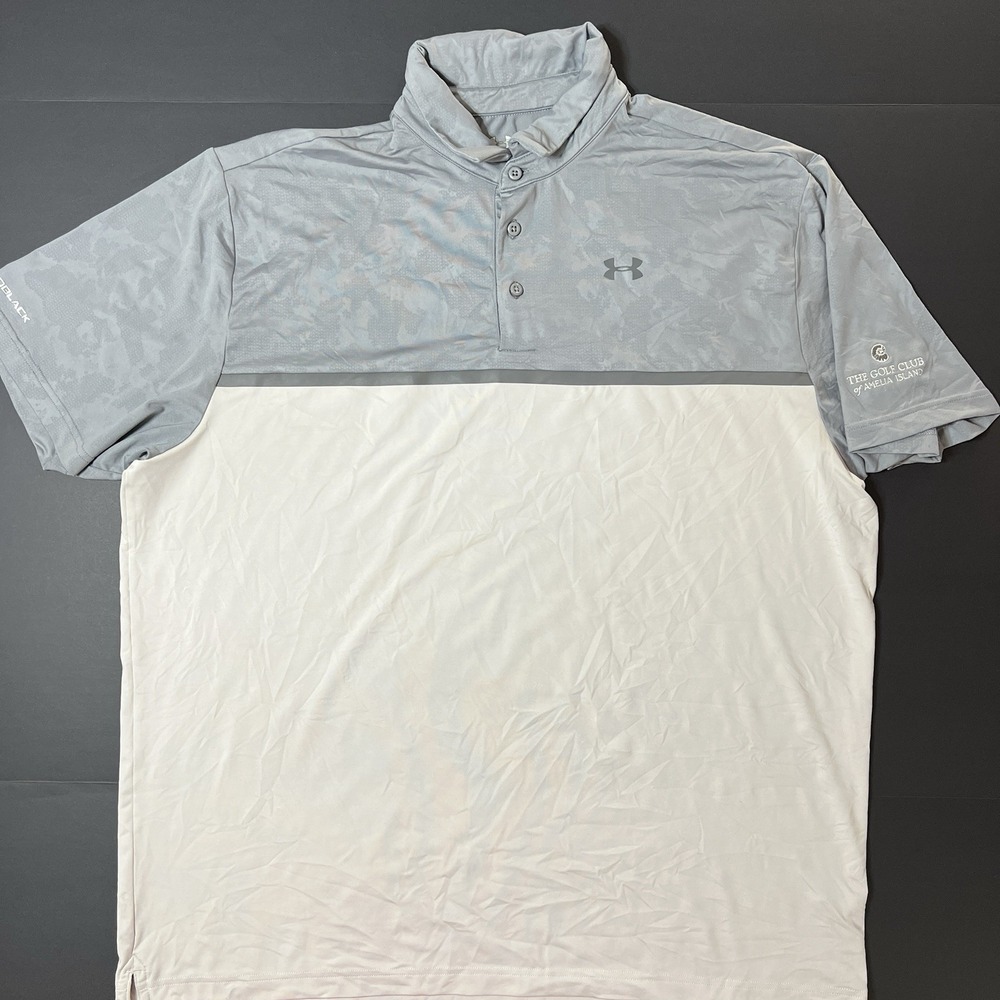 Under Armour Polo Shirt Men's 2XL Gray Golf Club Of Amelia Island Athletic